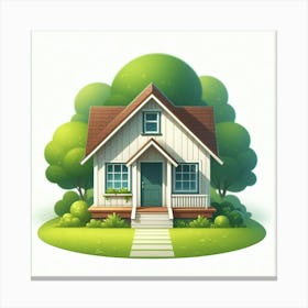 Small House With Trees Canvas Print