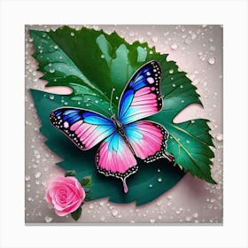 Butterfly On A Leaf Canvas Print