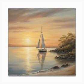 Sailboat At Sunset 1 Canvas Print