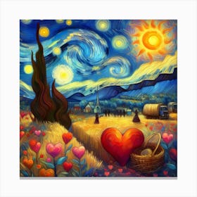 Van Gogh style, Love and Heart Valentine's Day Canvas Print