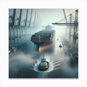 Ship In The Fog Canvas Print