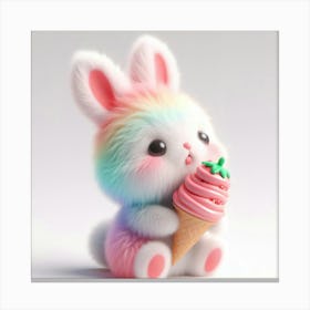 Bunny With Ice Cream Canvas Print