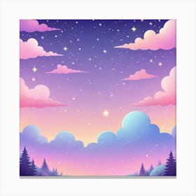 Sky With Twinkling Stars In Pastel Colors Square Composition 141 Canvas Print
