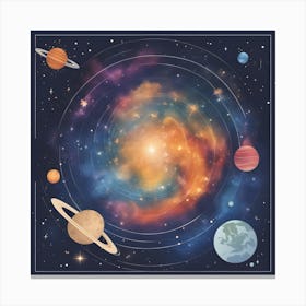 Planets In Space Canvas Print