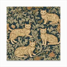 William Morris Style Cats Textiles 4 Canvas Print