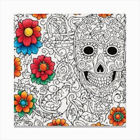 Day Of The Dead Coloring Page Canvas Print