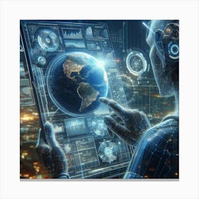 Futuristic Man Using A Tablet Canvas Print