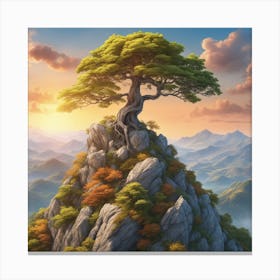 Lone Tree On Top Of Mountain 59 Canvas Print