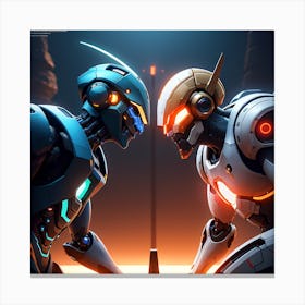 Robots Fighting Canvas Print