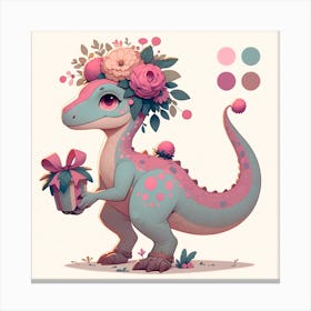 Cute Dragon Dino Baby  Dinosaur Birthday gift 2 Canvas Print