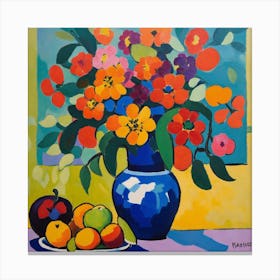 Flowers In A Blue Vase 1 Canvas Print