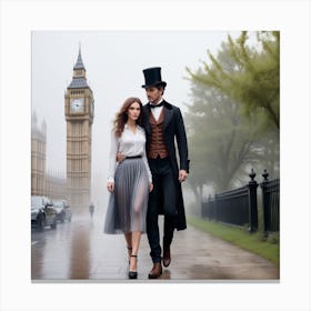 London Couple Canvas Print