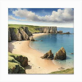 A Picture Of Barafundle Bay Beach Pembroke shire Wales 3 1 Canvas Print