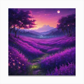 Purple Flower Field Canvas Print
