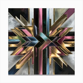 Abstract Geometric Painting - metalic with black and pink - wall art Canvas Print