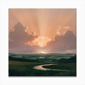 Sunset In The Countryside Canvas Print