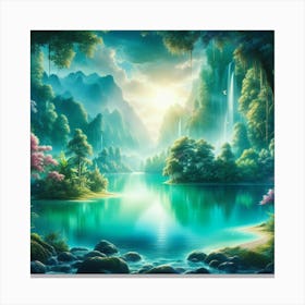 Waterfall In The Forest 80 Canvas Print