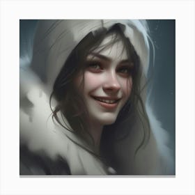Girl In A Fur Coat Canvas Print