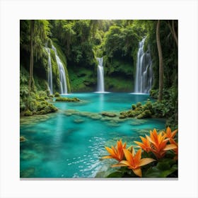 Waterfall In The Jungle 74 Canvas Print