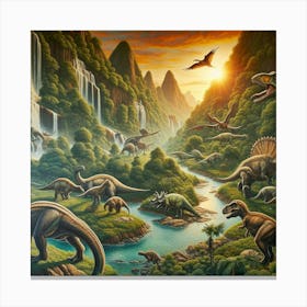 Dinosaurs In The Jungle 1 Canvas Print