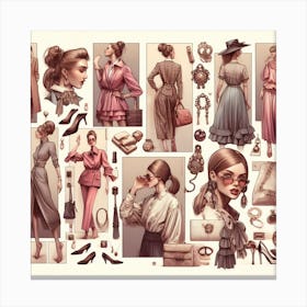 Vintage Fashion Illustration Canvas Print