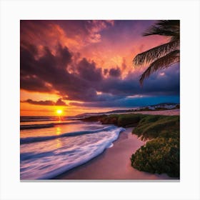 Sunset On The Beach 411 Canvas Print