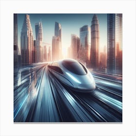 Futuristic Train In The City Canvas Print