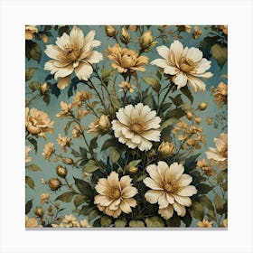 Flowers On A Blue Background Canvas Print