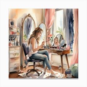 Girl In A Dressing Room Canvas Print