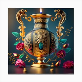 A vase of pure gold studded with precious stones 8 Canvas Print