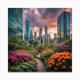 Cityscape At Sunset Canvas Print