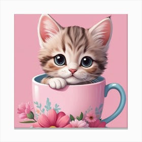 Kitten In A Teacup Canvas Print