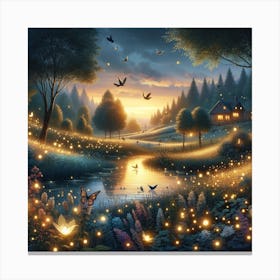 Fireflies In The Night 1 Canvas Print