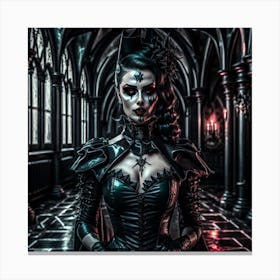 Gothic Girl In Castle Canvas Print