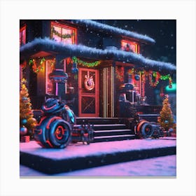 Christmas House In The Snow 7 Canvas Print