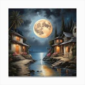 Moonlight Over The Water Canvas Print