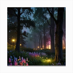 Fairy Forest At Night Canvas Print