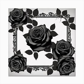 Black Roses In A Frame Canvas Print