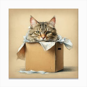 Cat In A Box 18 Canvas Print