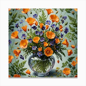 Poppies In a vase Canvas Print