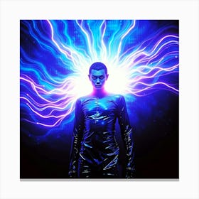 Man In The Blue Suit and Lightning Canvas Print