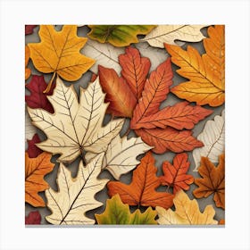 Autumn Leaves Seamless Pattern 8 Canvas Print