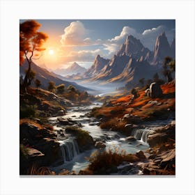 River Through The Mountains Three Canvas Print