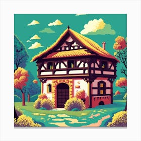 Pixel Art Medieval House Poster 3 Canvas Print