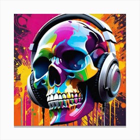 Skull With Headphones 56 Canvas Print