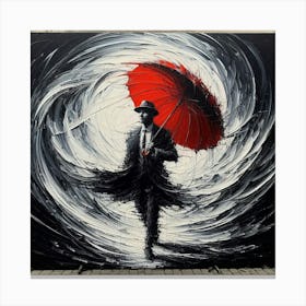 Man With Red Umbrella 1 Canvas Print