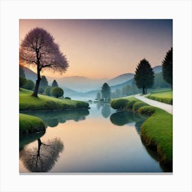 Sunrise Over A Lake 6 Canvas Print