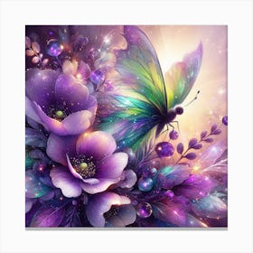 Butterfly And Flowers Canvas Print