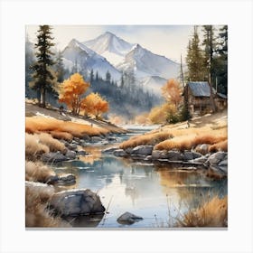 Cabin By The River 1 Canvas Print