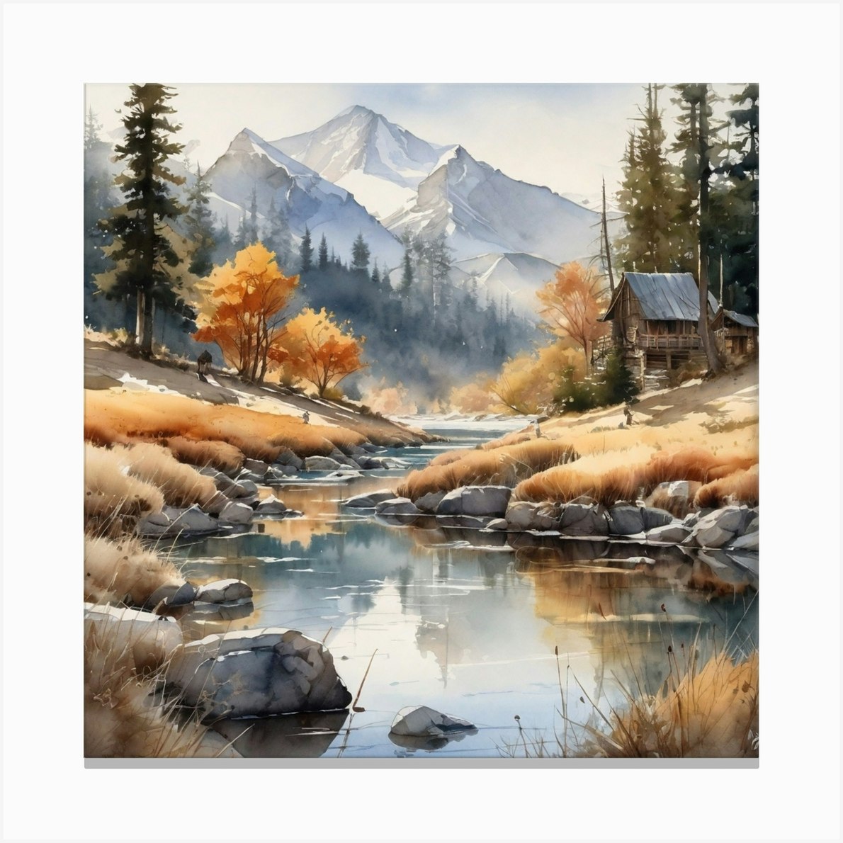 Watercolor Landscape Painting 2 Canvas Print